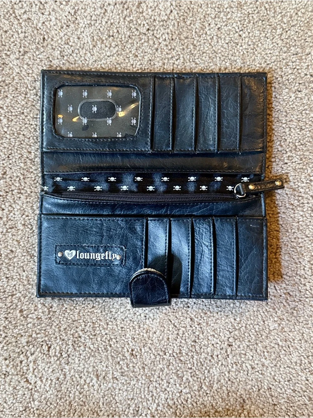 Loungefly Black Skull Pattern Tote Bag & two different style wallets that match